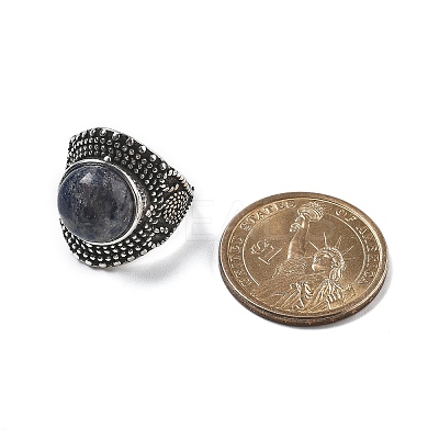 Natural Sodalite Adjustable Rings RJEW-I108-03AS-16-1