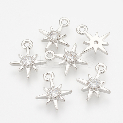 Brass Cubic Zirconia Charms X-ZIRC-Q002-143P-1