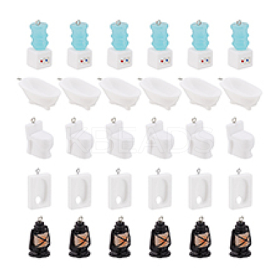 30Pcs 5 Styles Bathroom Theme Opaque Resin Pendants RESI-PH0002-24-1