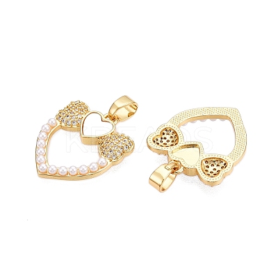 Brass Micro Pave Clear Cubic Zirconia Pendants KK-N254-201G-1