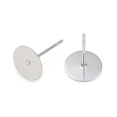 Non-Tarnish 304 Stainless Steel Flat Round Blank Peg Stud Earring Findings A-STAS-S028-37-1