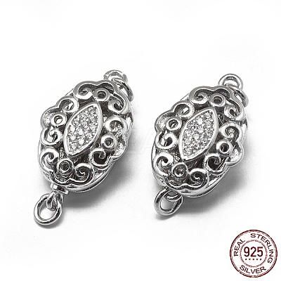 Anti-Tarnish Rhodium Plated 925 Sterling Silver Box Clasps STER-L057-010P-1