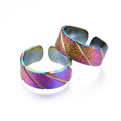 304 Stainless Steel Rhombus Cuff Ring RJEW-N038-076-1