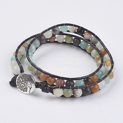 Natural Gemstone Wrap Bracelet BJEW-JB03613-1