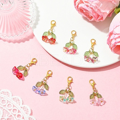 7Pcs Glass & Acrylic Pendant Decorations HJEW-YW00125-1