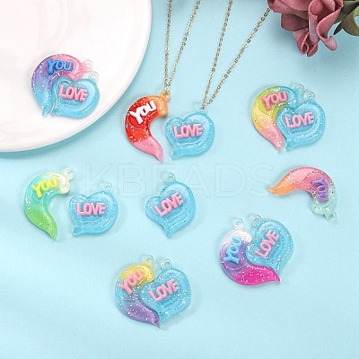 10 Sets Gradient Color Opaque Resin Pendants RESI-SZ0001-91E-1