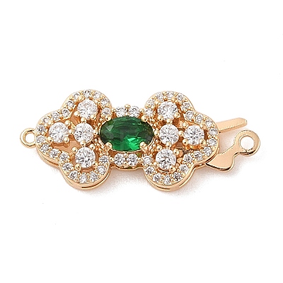 Brass Micro Pave Clear Cubic Zirconia Glass Hook and S-Hook Clasps KK-S388-24G-1