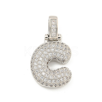 Brass Micro Pave Clear Cubic Zirconia Pendants KK-B099-01P-C-1