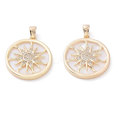 Rack Plating Brass Shell Pendants KK-A183-58A-G-1