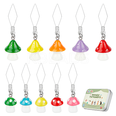 20Pcs 10 Style Mushroom 304 Stainless Steel Threader DIY-AB00056-1