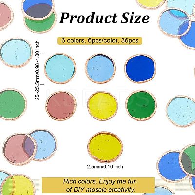 36Pcs 6 Colors Colored Glass Mosaic Tiles DIY-OC0009-46-1