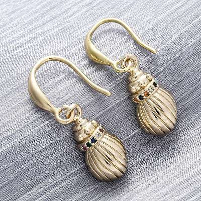 Brass Micro Pave Colorful Cubic Zirconia Dangle Earrings EJEW-F362-13G-1