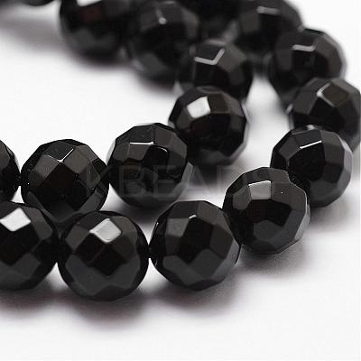 Natural Dyed & Heated Black Onyx Beads Strands G-D840-23-8mm-1