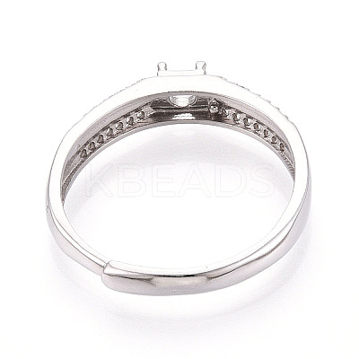 Rhodium Plated 925 Sterling Silver Micro Pave Cubic Zirconia Engagement Solitaire Adjustable Ring Settings STER-T008-15P-1