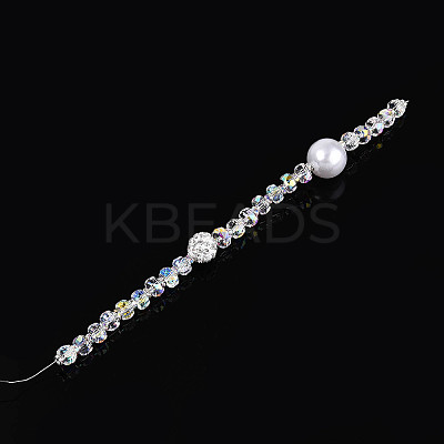 Acrylic & Glass & ABS Plastic Pearl & Alloy & Polymer Clay Pave Rhinestone Beads Strands MAK-T011-08B-1