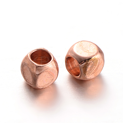 Cube Brass Spacer Beads KK-L129-46RG-1