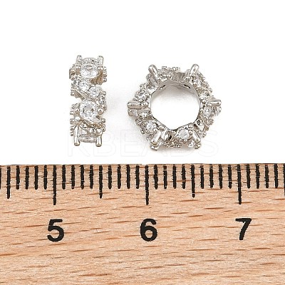 Heartbeat Brass Micro Pave Clear Cubic Zirconia European Beads CU-CBA6A75-22P-1