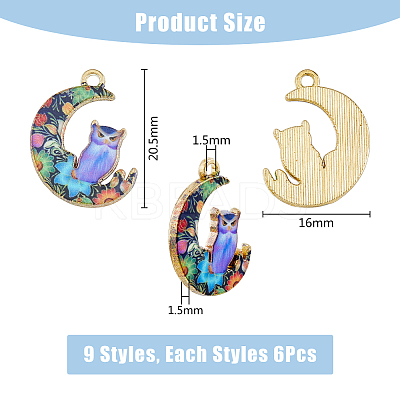 54Pcs 9 Styles Alloy Printed Pendants FIND-DC0003-77-1