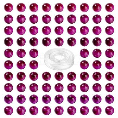 100Pcs 8mm Dyed & Heated Natural Rose Tiger Eye Round Beads DIY-LS0002-66-1