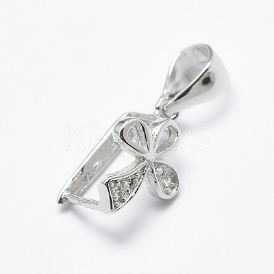 Anti-Tarnish Rhodium Plated 925 Sterling Silver Micro Pave Cubic Zirconia Pendant Bails X-STER-P034-57P-1