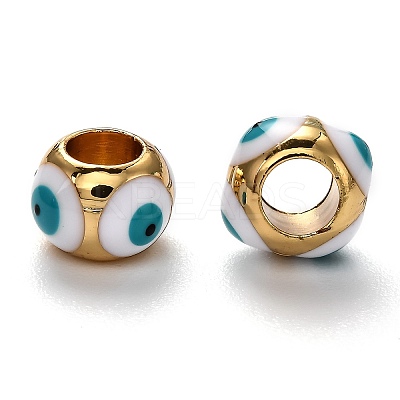 Brass European Enamel Beads LS-KK-B028-25G-C-1
