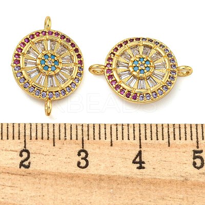 Rack Plating Brass Pave Cubic Zirconia Wheel Connector Charms KK-Z063-28G-02-1