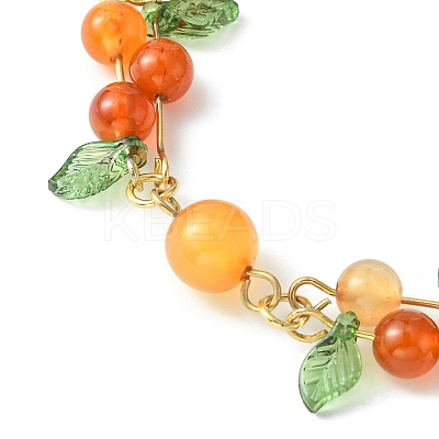 Fruit Autumn Theme Natural Carnelian Beaded Bracelets BJEW-TA00333-1