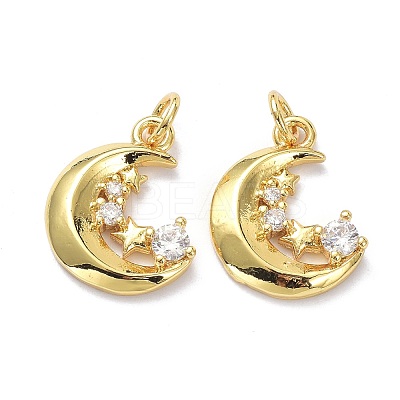 Brass Micro Pave Clear Cubic Zirconia Pendants ZIRC-L100-131G-1