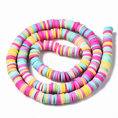 Handmade Polymer Clay Beads Strands CLAY-R089-6mm-137-1