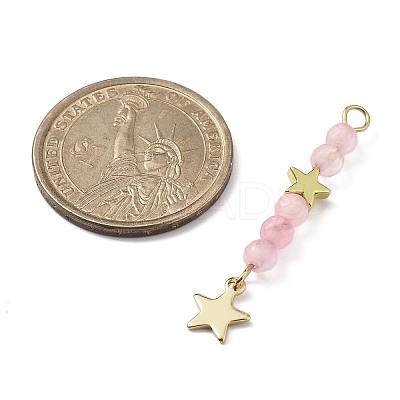 3Pcs 3 Styles Natural Rose Quartz Faceted Round Beaded Pendants PALLOY-JF03604-03-1