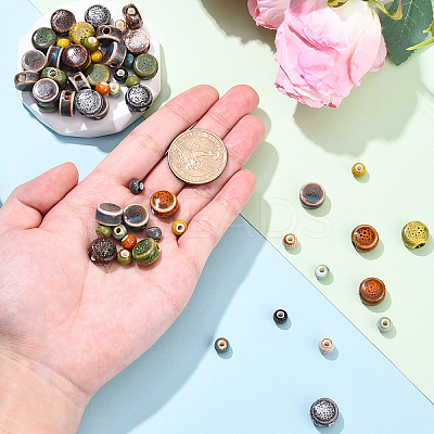 70Pcs 8 Styles Handmade Porcelain Beads PORC-YW0001-50-1