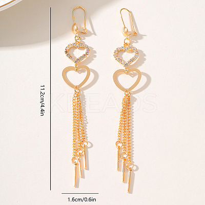 Elegant European Style Brass Heart Tassel Hoop Earrings UN2396-1