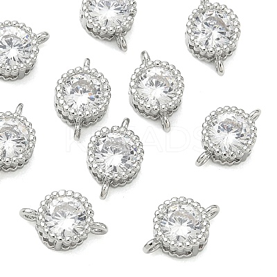SHEGRACE Brass Pave Clear Cubic Zirconia Flat Round Connector Charms XGRQ3D002-500P-1