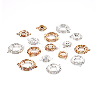 14pcs 14 style Brass Pendant Cabochon Settings & Cabochon Connector Settings FIND-BY0001-13-1