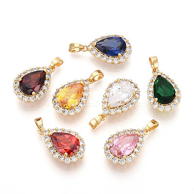 Brass Micro Pave Cubic Zirconia Pendants KK-N272-01G-M-1