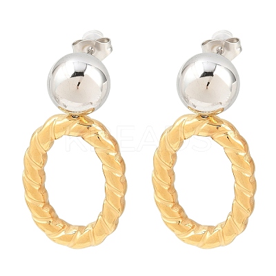 Two Tone 304 Stainless Steel Stud Earrings EJEW-T050-01C-GP-1