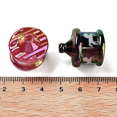 UV Plating Rainbow Iridescent Acrylic Beads X-OACR-F009-06-1