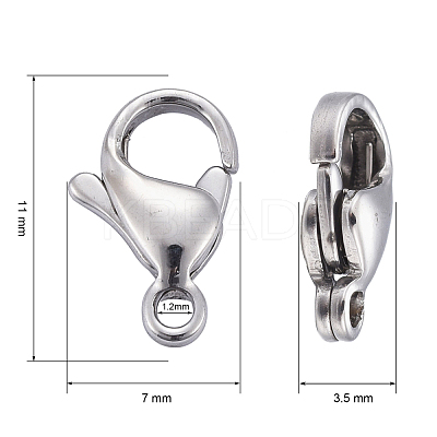 Tarnish Resistant 304 Stainless Steel Lobster Claw Clasps X-STAS-AB11-1