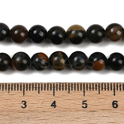Natural Yellow Blue Tiger Eye(Dyed & Heated) Bead Strands G-P230-07-8mm-AB-1