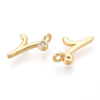 Brass Micro Pave Cubic Zirconia Charms KK-N263-97G-R-1
