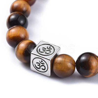 Natural Tiger Eye Stretch Bracelets BJEW-JB04492-04-1