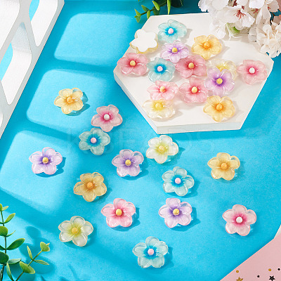 30Pcs 6 Colors Transparent Resin Cabochons RESI-TA0004-45-1