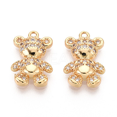 Brass Micro Pave Clear Cubic Zirconia Pendants KK-T078-02G-02-1