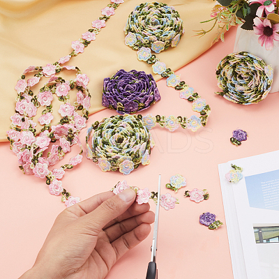 6 Yards 3 Colors Flower Polyester Lace Trim OCOR-GF0003-17-1