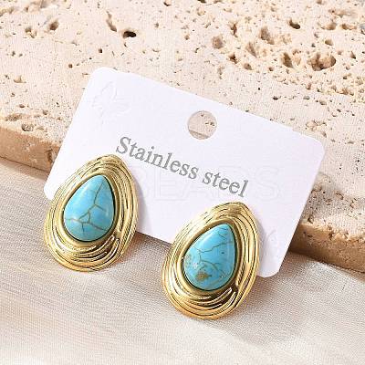 201 Stainless Steel Teardrop Stud Earrings EJEW-P304-08G-1