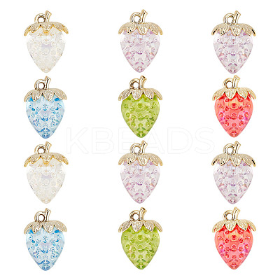 10PCS 5Colors Transparent Acrylic with Alloy Pendants TACR-AR0001-20-1