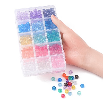 450Pcs 15Colors Transparent Plastic Beads KY-YW0001-49-1