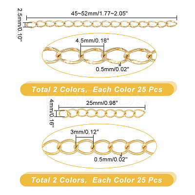 100Pcs 4 Style 304 Stainless Steel Curb Chain Extender STAS-UN0054-01-1