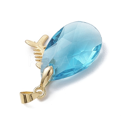 Ocean Themes Alloy & Glass Teardrop Pendants PALLOY-JF03880-1