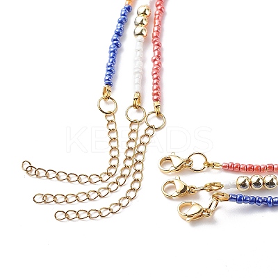 3Pcs 3 Style Glass Seed Imitation Pearl Beaded Necklaces Set NJEW-JN04013-1